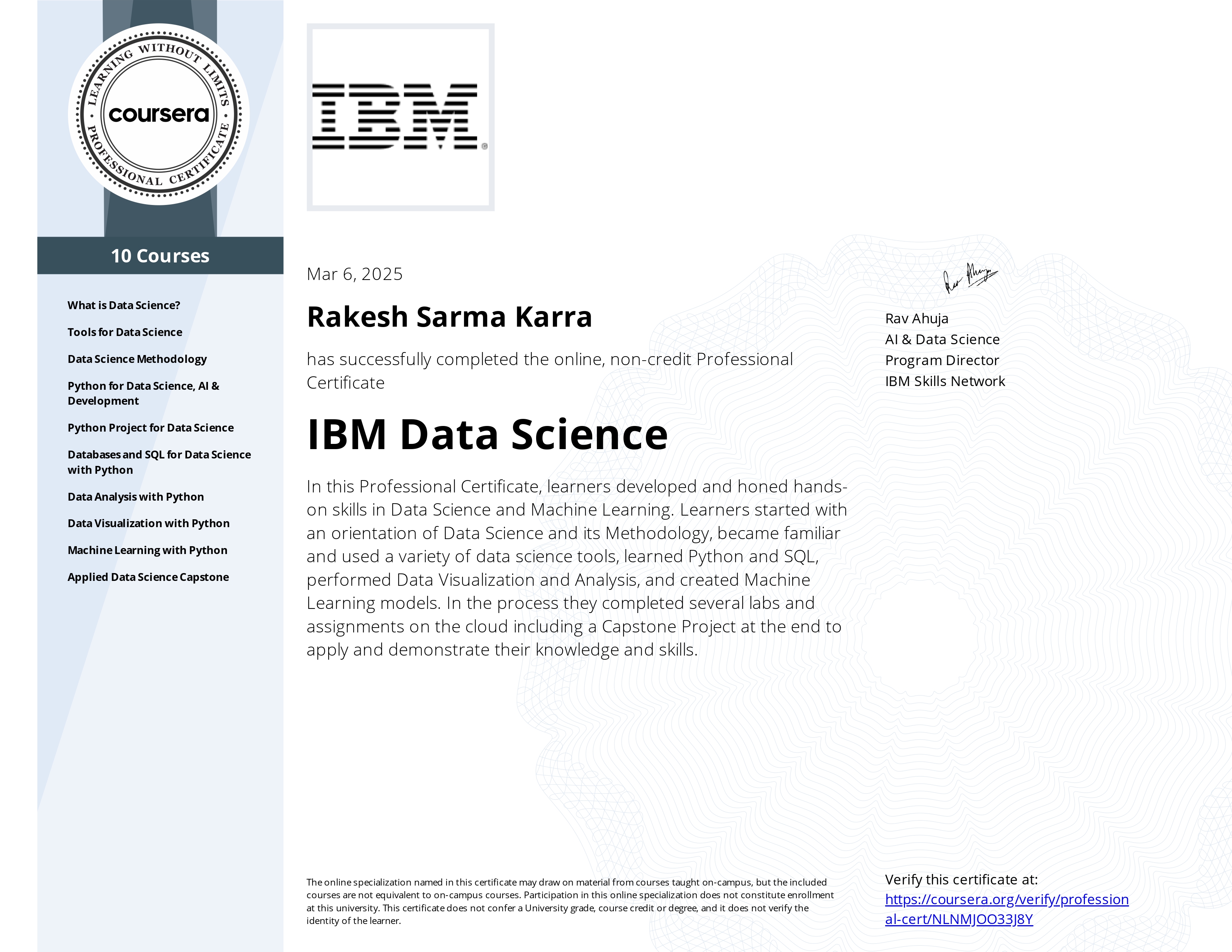 IBM Data Science Professional Certificate